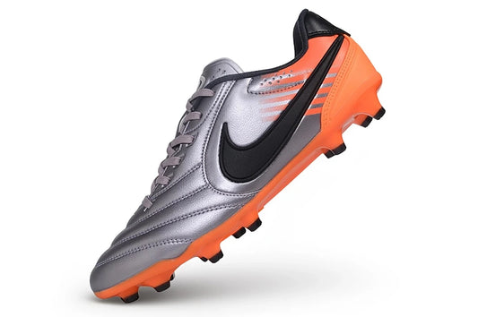Soccer Cleats Nike Tiempo Ligera Pro Silver & Orange FG