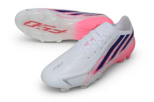 Soccer Cleats Adidas F50 Elite White & Pink Pink Heel FG
