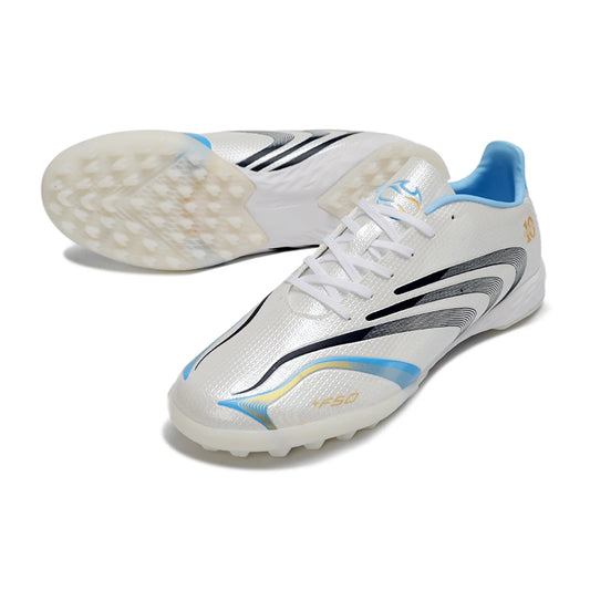 Soccer Cleats Adidas F50 Elite White Blue Accent Turf